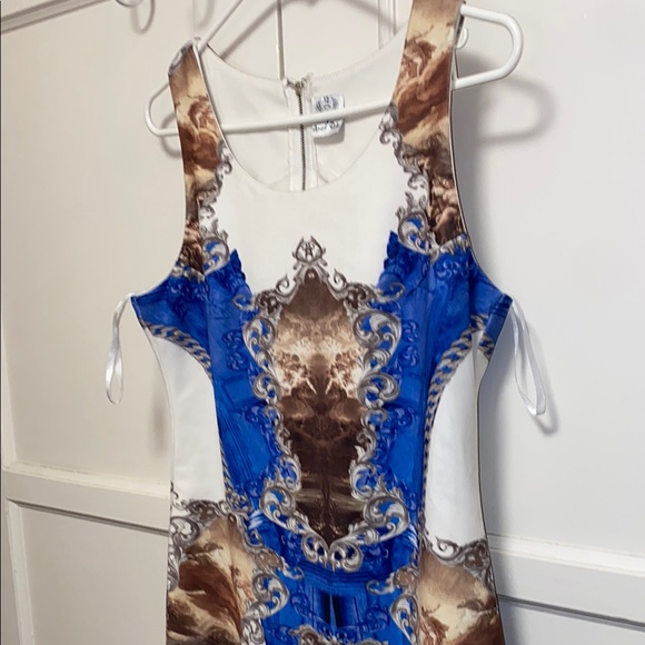 Angel Biba Size 12 Blue Brown Embellished Sequin Mini Dress - Picture 7 of 9